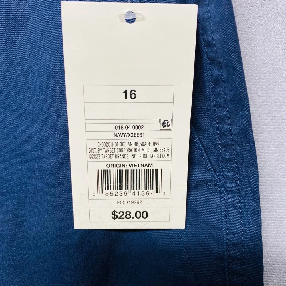 A New Day Women's Navy Straight High Rise Cropped Pants‎ Size 16 R Stretch